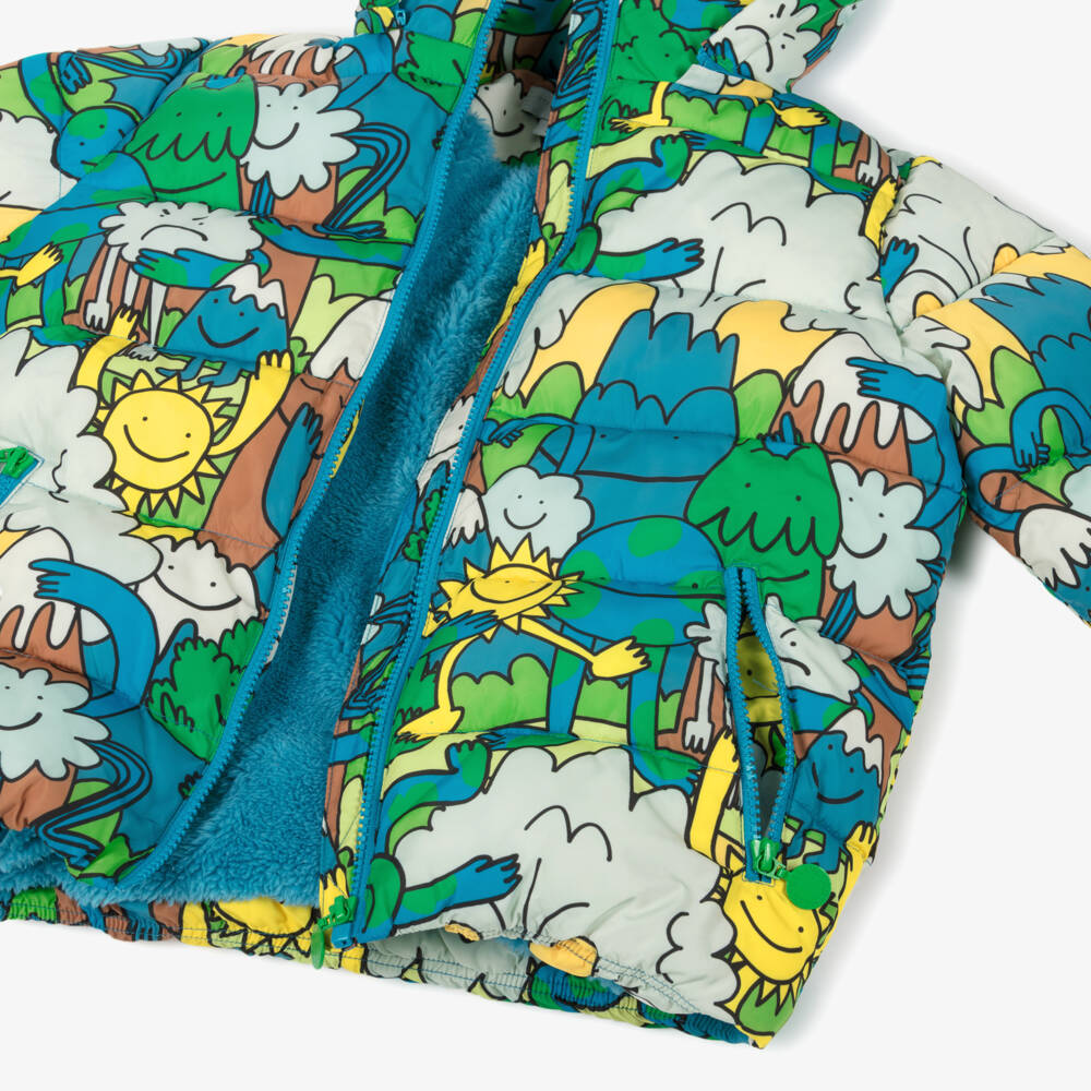 Stella McCartney Kids-Boys Blue & Green Earth & Friends Puffer Jacket | Childrensalon Outlet