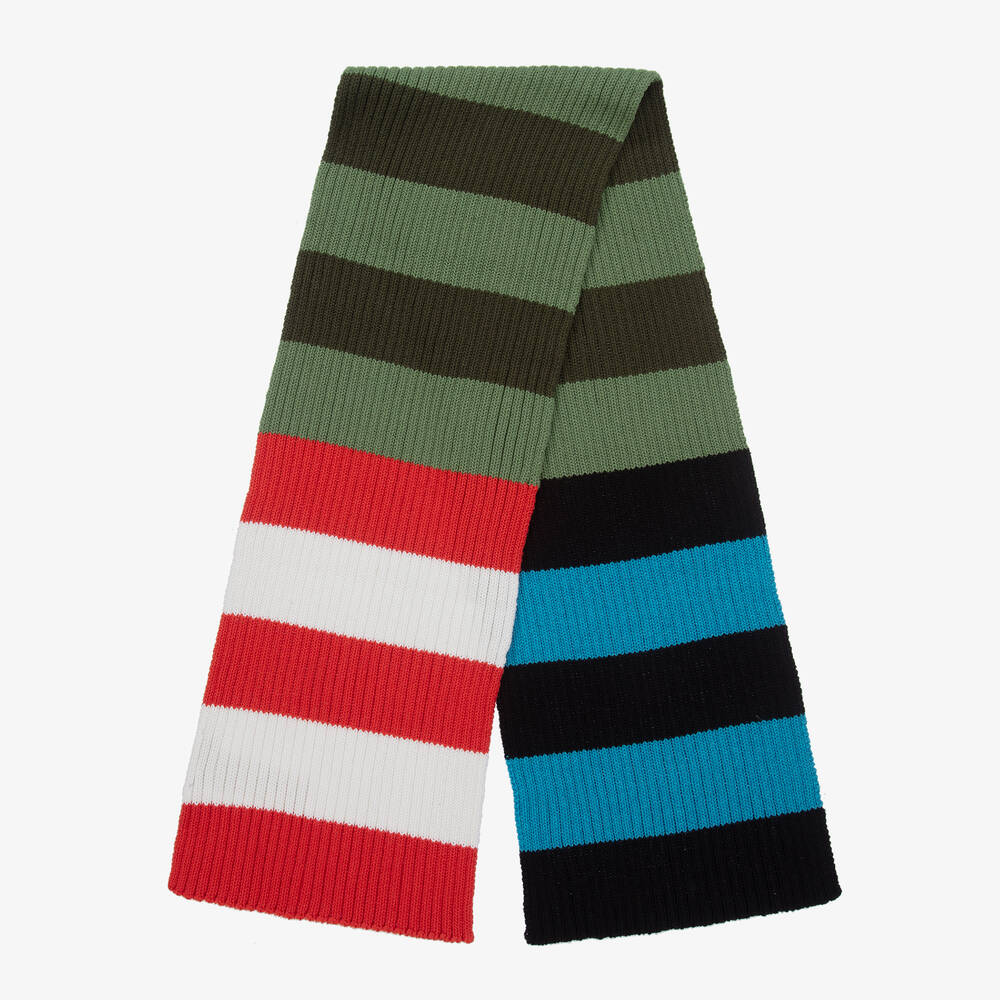 Stella McCartney Kids-سكارف قطن مقلّم لون أزرق وأخضر للأولاد | Childrensalon Outlet