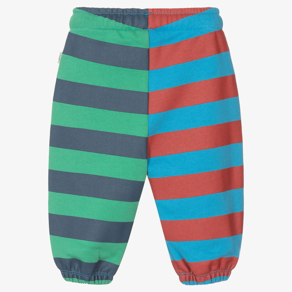 Stella McCartney Kids-Boys Blue & Green Striped Cotton Joggers | Childrensalon Outlet