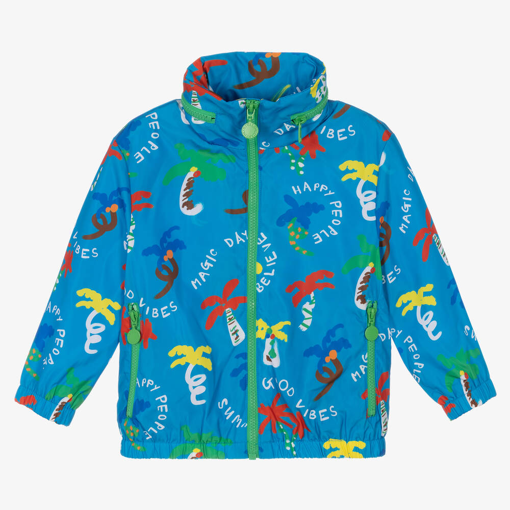 Stella McCartney Kids - Boys Blue Hooded Trees Jacket | Childrensalon