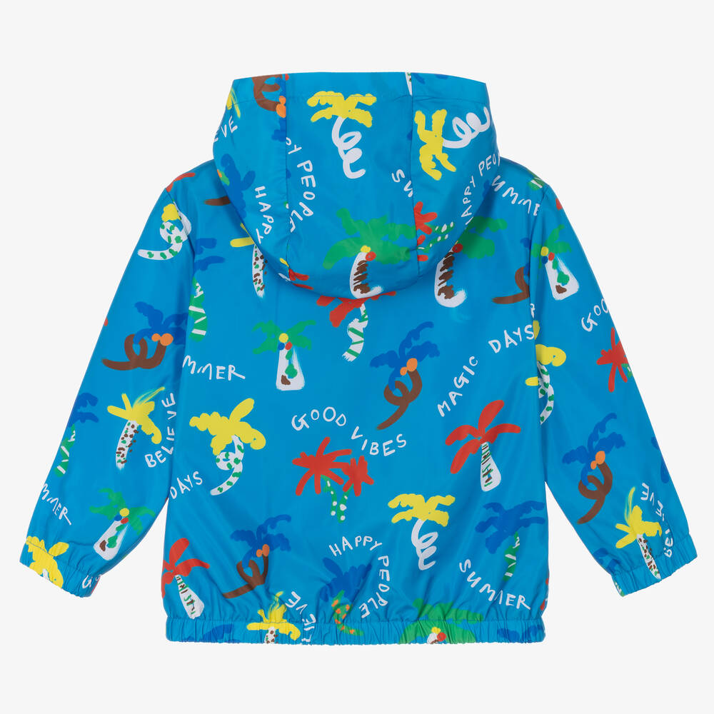 Stella McCartney Kids-Голубая куртка с капюшоном и пальмами | Childrensalon Outlet
