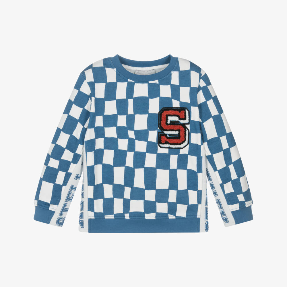 Stella McCartney Kids-قميص أولاد أزرق وعاجي بنقشة مميزة | Childrensalon Outlet