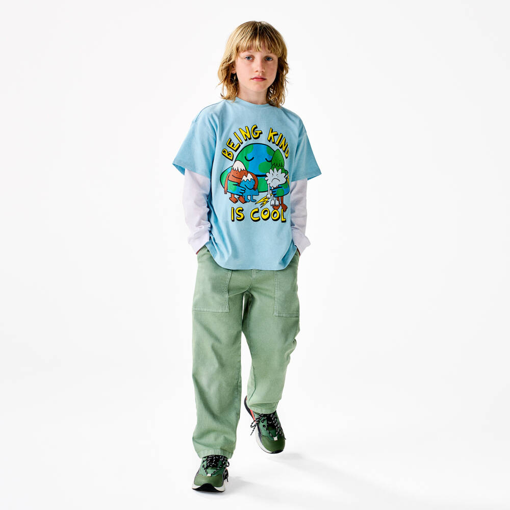 Stella McCartney Kids-تي شيرت قطن أزرق للأولاد بلطف | Childrensalon Outlet