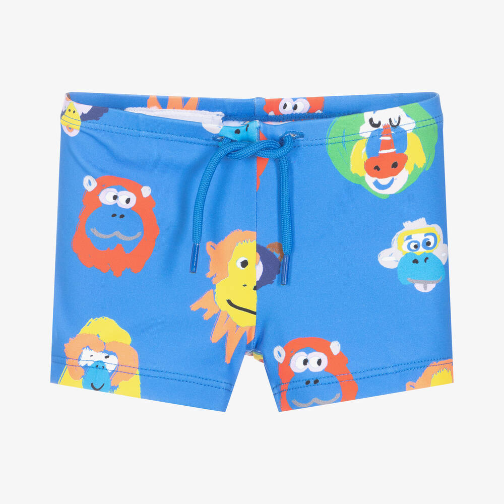 Stella McCartney Kids - Boys Blue Monkey Swim Shorts | Childrensalon