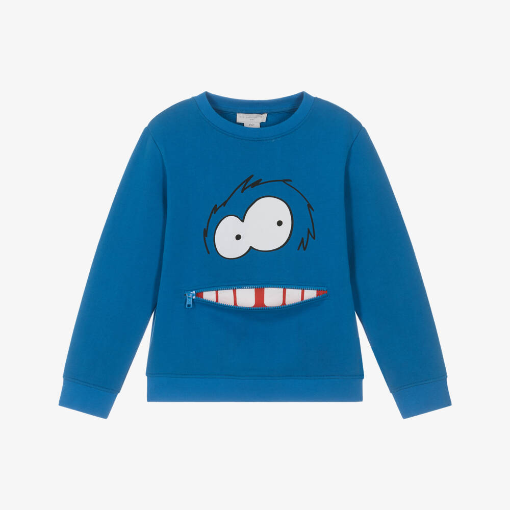 Stella McCartney Kids-Boys Blue Monster Face Sweatshirt | Childrensalon Outlet