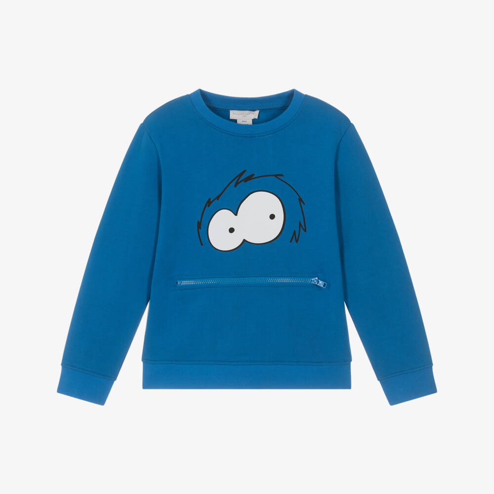 Stella McCartney Kids-Boys Blue Monster Face Sweatshirt | Childrensalon Outlet