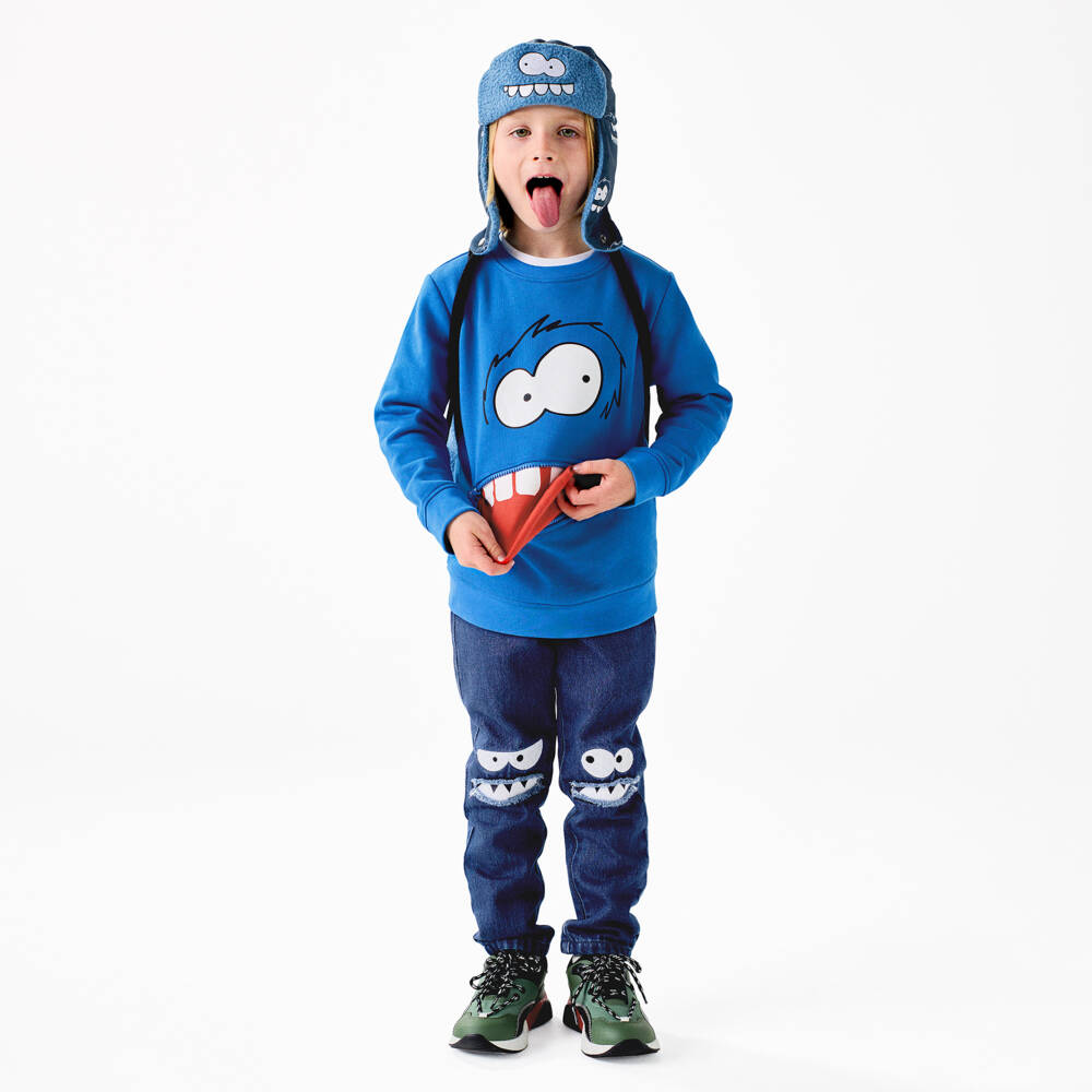 Stella McCartney Kids-Boys Blue Monster Knee Jeans | Childrensalon Outlet