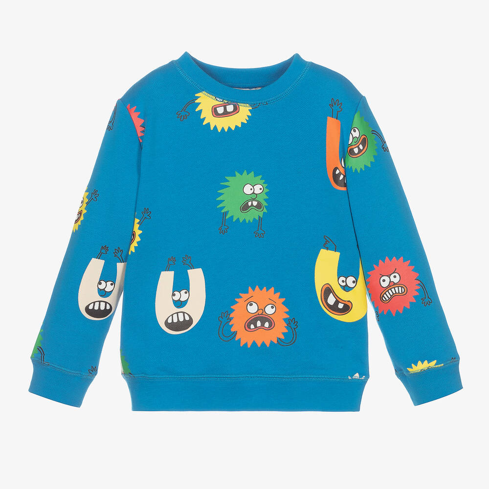 Stella McCartney Kids - Boys Blue Monster Sweatshirt | Childrensalon