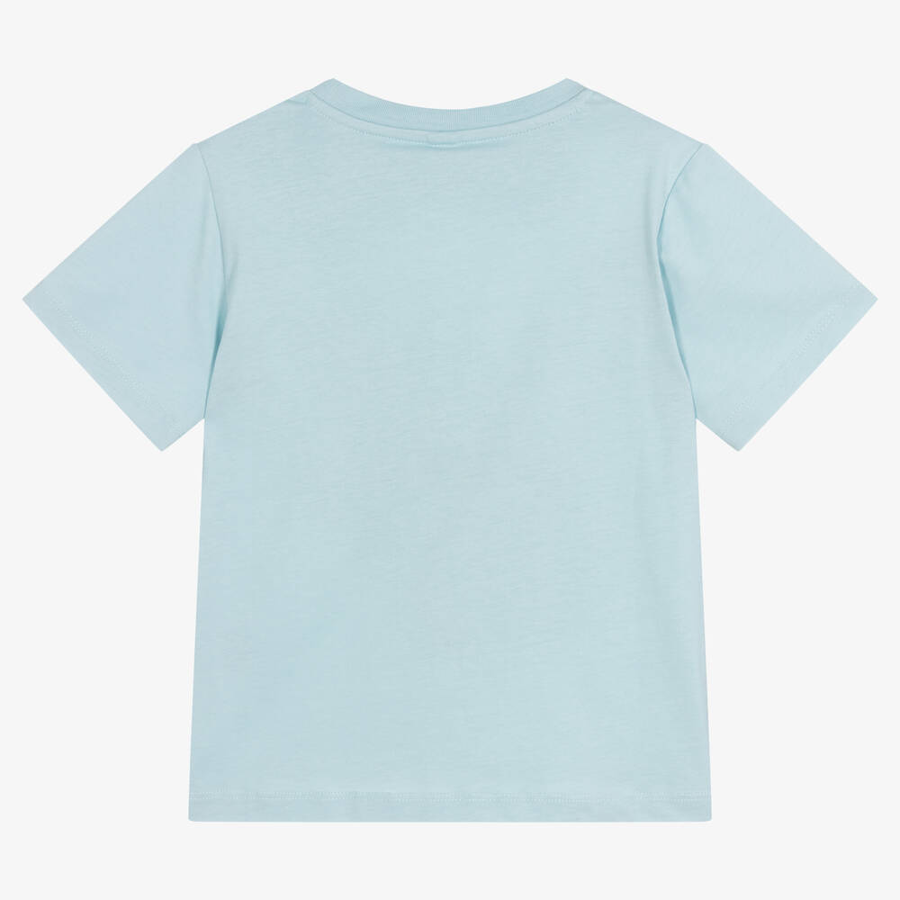 Stella McCartney Kids-Голубая футболка из органического хлопка с гитарой | Childrensalon Outlet