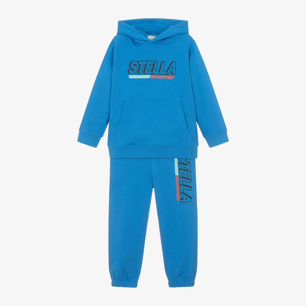 Stella McCartney Kids Survetement a capuche coton bio bleu Childrensalon Outlet
