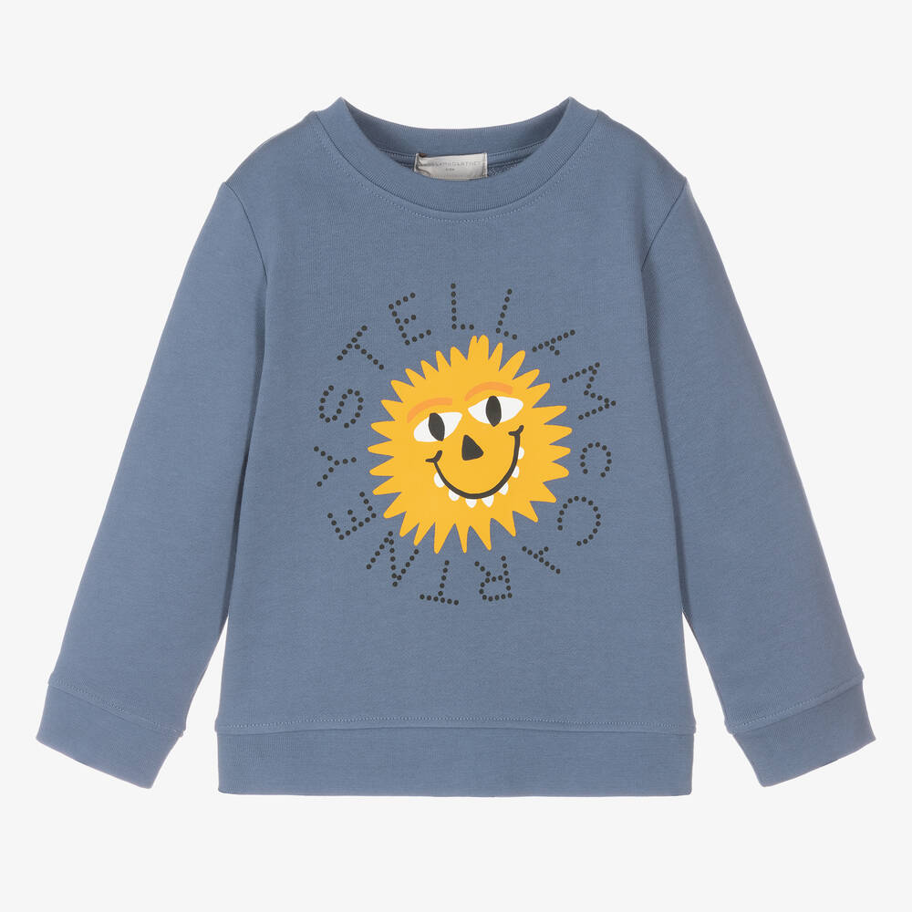 Stella McCartney Kids - Boys Blue Organic Cotton Sun Sweatshirt | Childrensalon