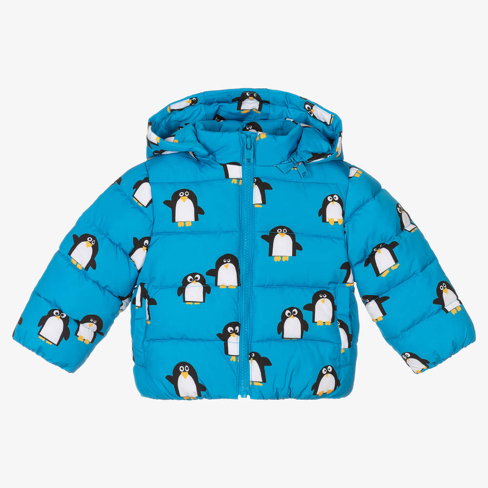 Stella McCartney Kids - Boys Blue Penguin Print Puffer Jacket | Childrensalon