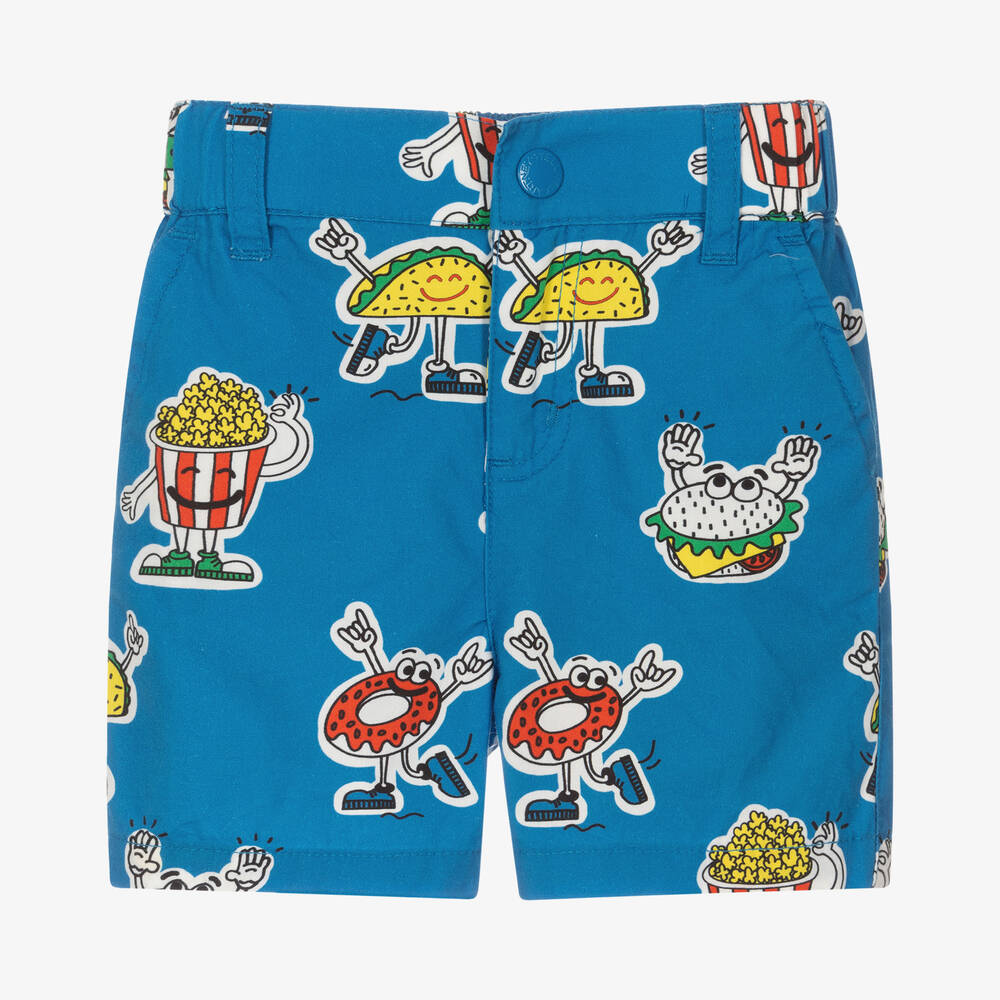 Stella McCartney Kids - Boys Blue Printed Cotton Shorts | Childrensalon