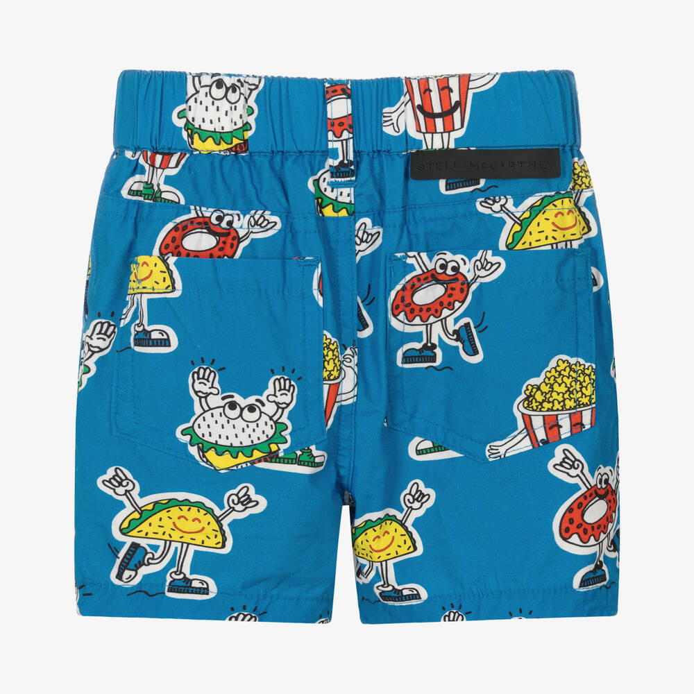 Stella McCartney Kids-Голубые хлопковые шорты с принтом | Childrensalon Outlet