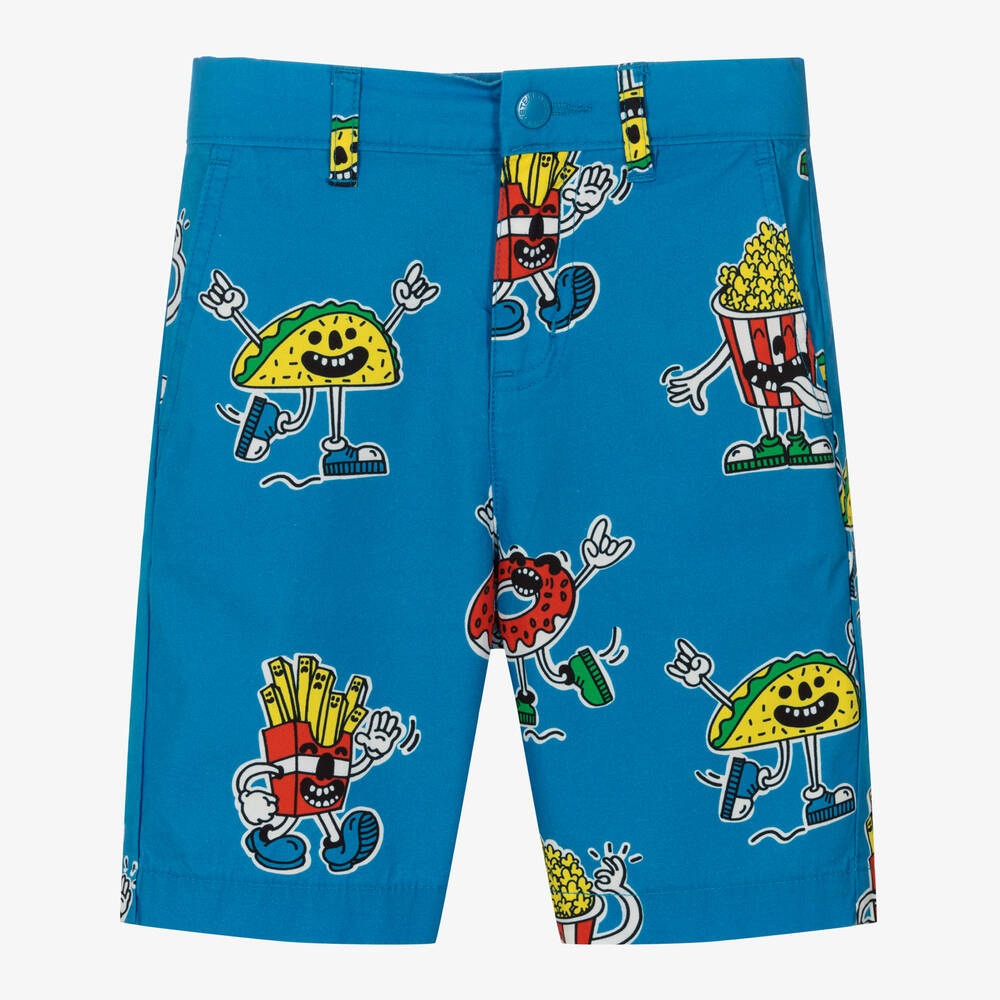 Stella McCartney Kids - Boys Blue Printed Cotton Shorts | Childrensalon