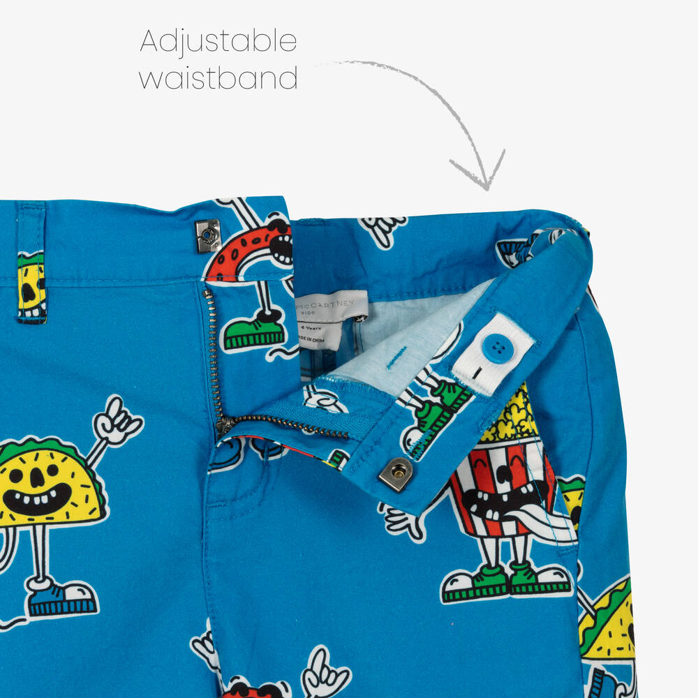 Stella McCartney Kids-Boys Blue Printed Cotton Shorts | Childrensalon Outlet