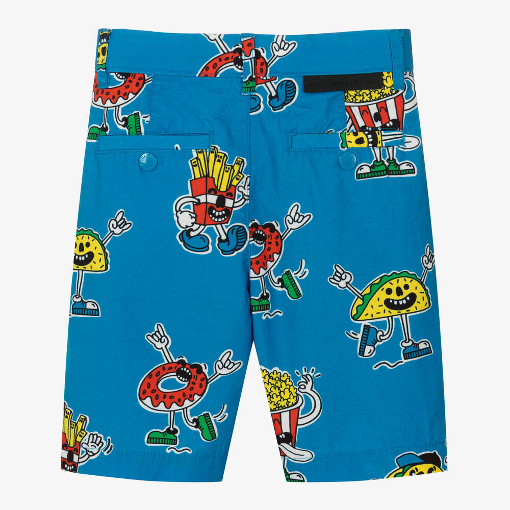 Stella McCartney Kids-Boys Blue Printed Cotton Shorts | Childrensalon Outlet