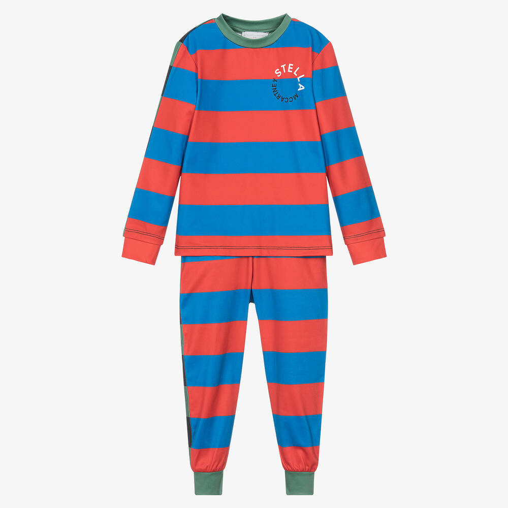 Stella McCartney Kids - Boys Blue & Red Stripe Thermal Trouser Set | Childrensalon