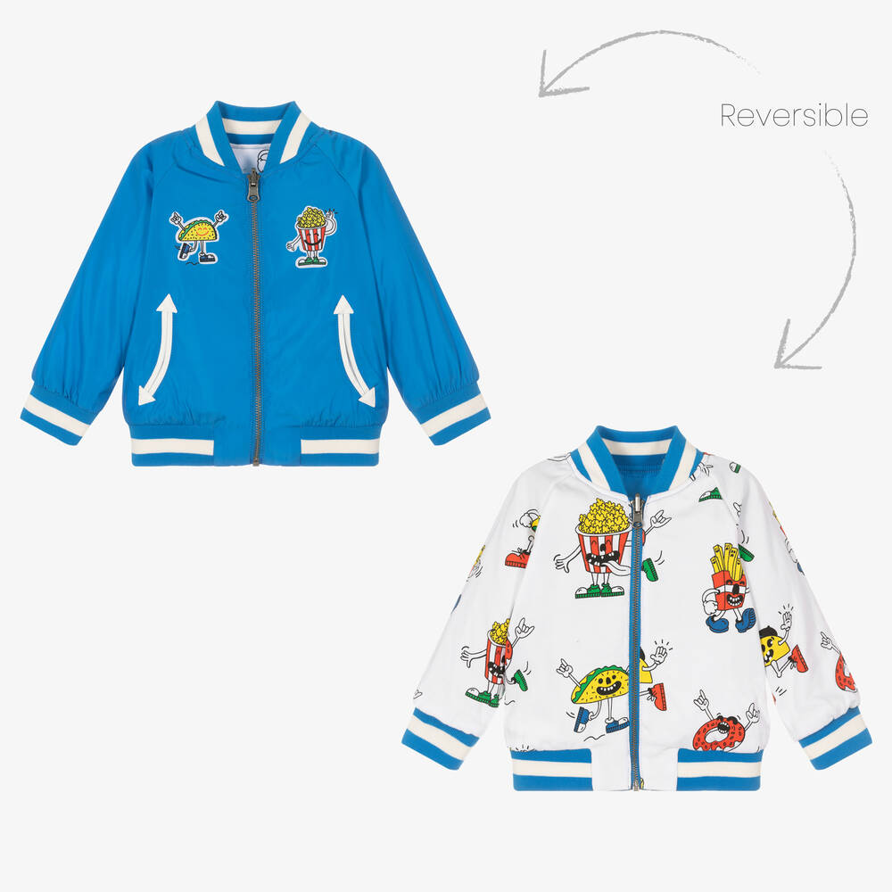 Stella McCartney Kids - Boys Blue Reversible Bomber Jacket | Childrensalon
