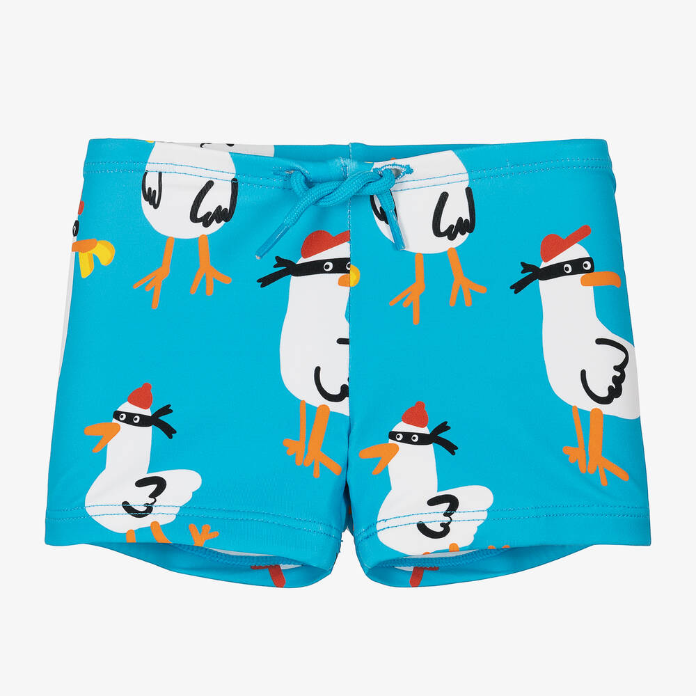 Stella McCartney Kids-Boys Blue Seagull Swim Shorts | Childrensalon Outlet