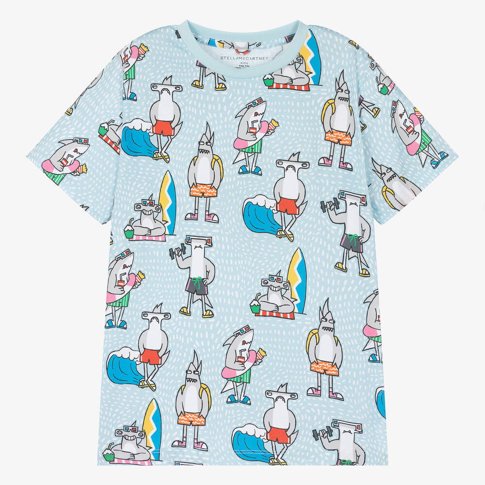 Stella McCartney Kids-تيشيرت قطن عضوي لون أزرق فاتح للأولاد | Childrensalon Outlet