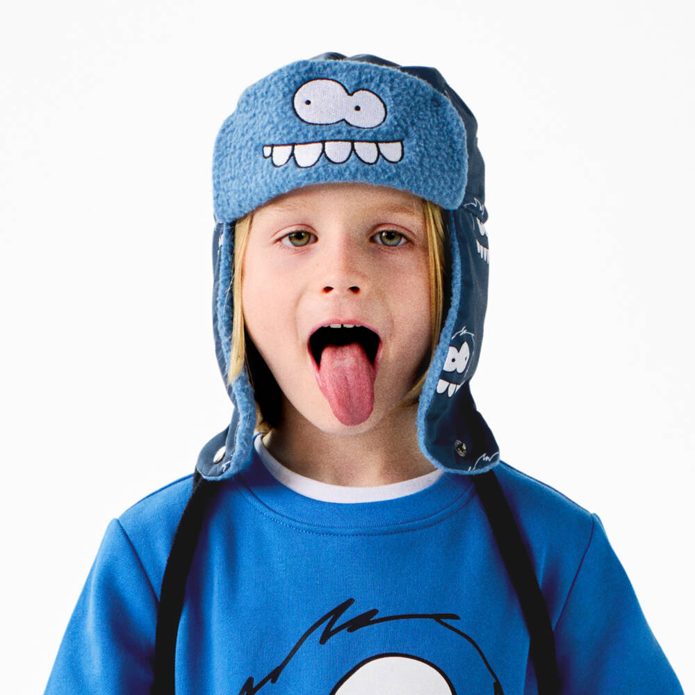 Stella McCartney Kids-Boys Blue Sherpa Monster Hat | Childrensalon Outlet