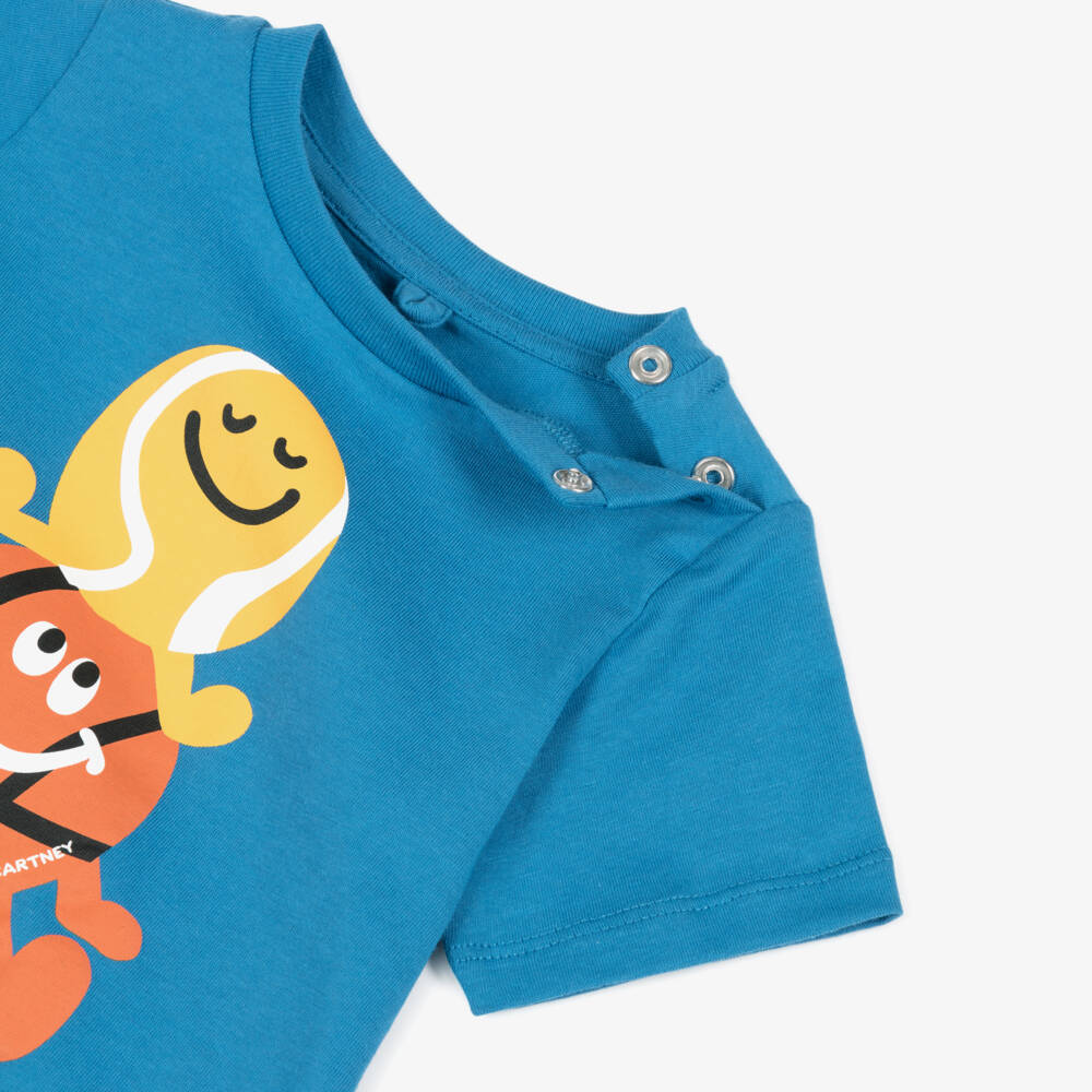 Stella McCartney Kids-Boys Blue Sporty Print Cotton T-Shirt | Childrensalon Outlet