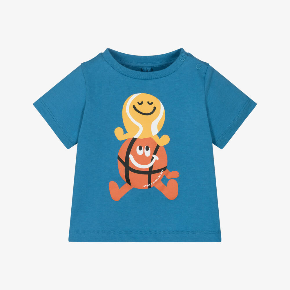 Stella McCartney Kids-Boys Blue Sporty Print Cotton T-Shirt | Childrensalon Outlet