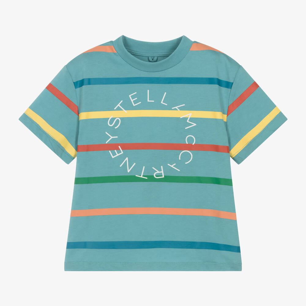 Stella McCartney Kids-Boys Blue Striped Cotton T-Shirt | Childrensalon Outlet