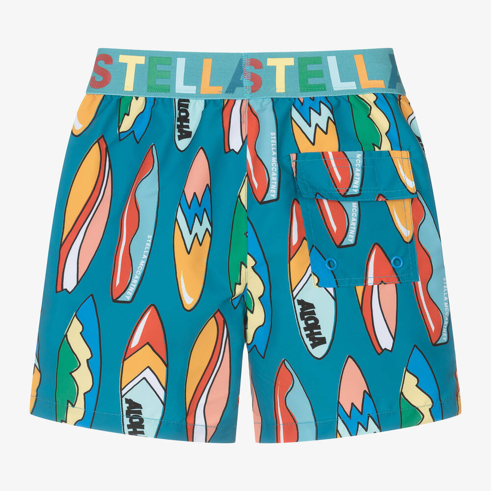 Stella McCartney Kids-شورت سباحة لون أزرق فيروزي للأولاد | Childrensalon Outlet