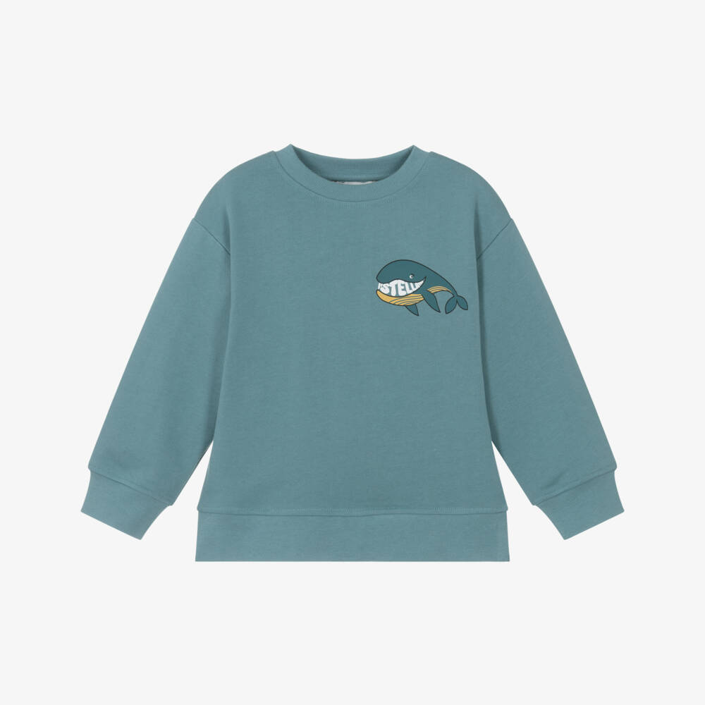 Stella McCartney Kids-Boys Blue Sweatshirt with Whale Graphic | Childrensalon Outlet