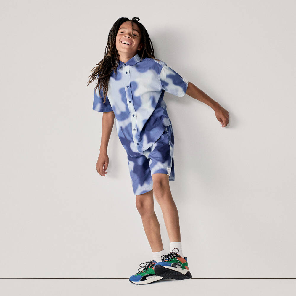 Stella McCartney Kids-Boys Blue Tie-Dye Cotton Shorts | Childrensalon Outlet