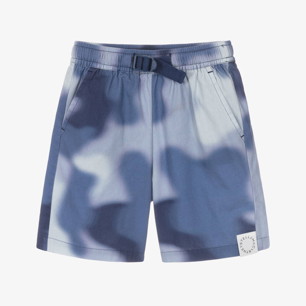 Stella McCartney Kids-Boys Blue Tie-Dye Cotton Shorts | Childrensalon Outlet