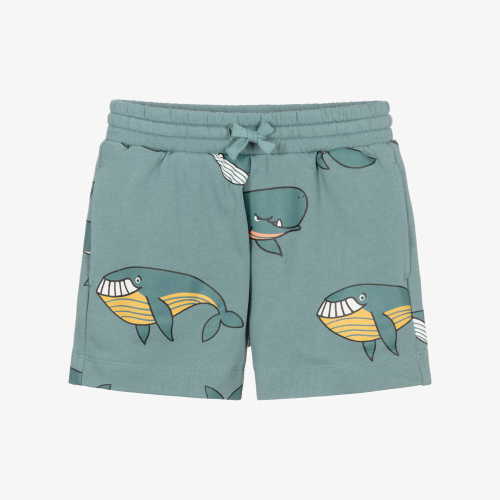 Stella McCartney Kids-Boys Blue Whale Print Cotton Jersey Shorts | Childrensalon Outlet