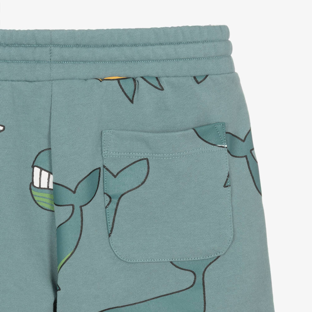 Stella McCartney Kids-Boys Blue Whale Print Cotton Jersey Shorts | Childrensalon Outlet