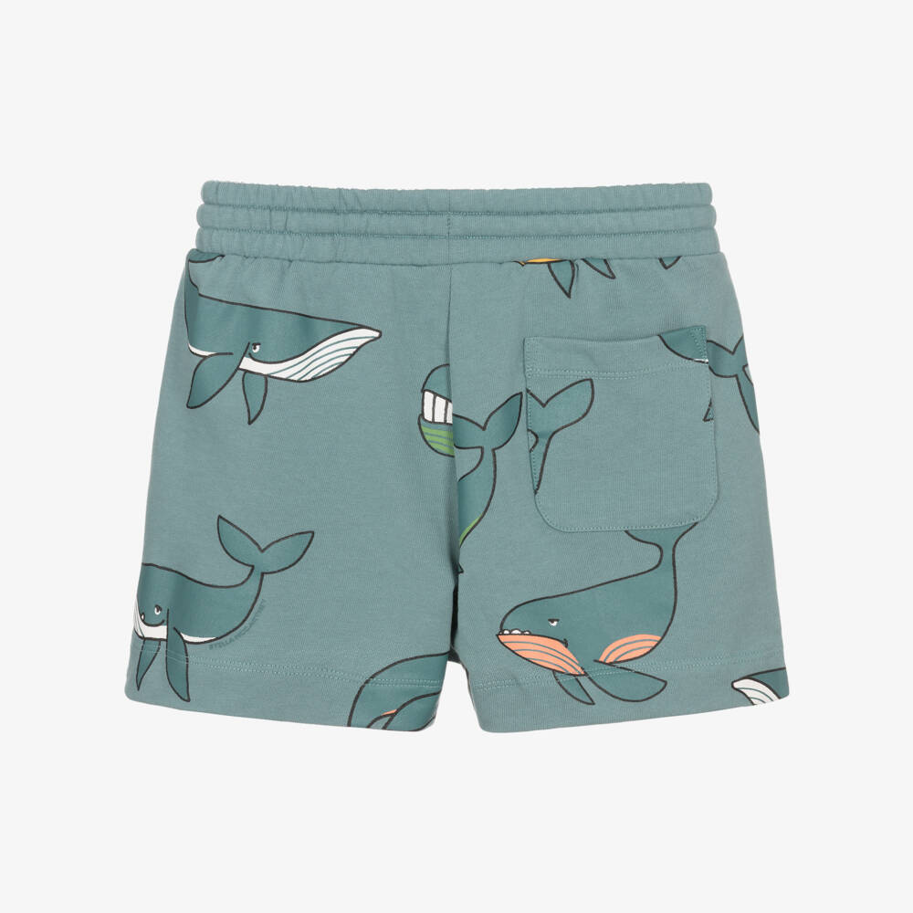 Stella McCartney Kids-Boys Blue Whale Print Cotton Jersey Shorts | Childrensalon Outlet