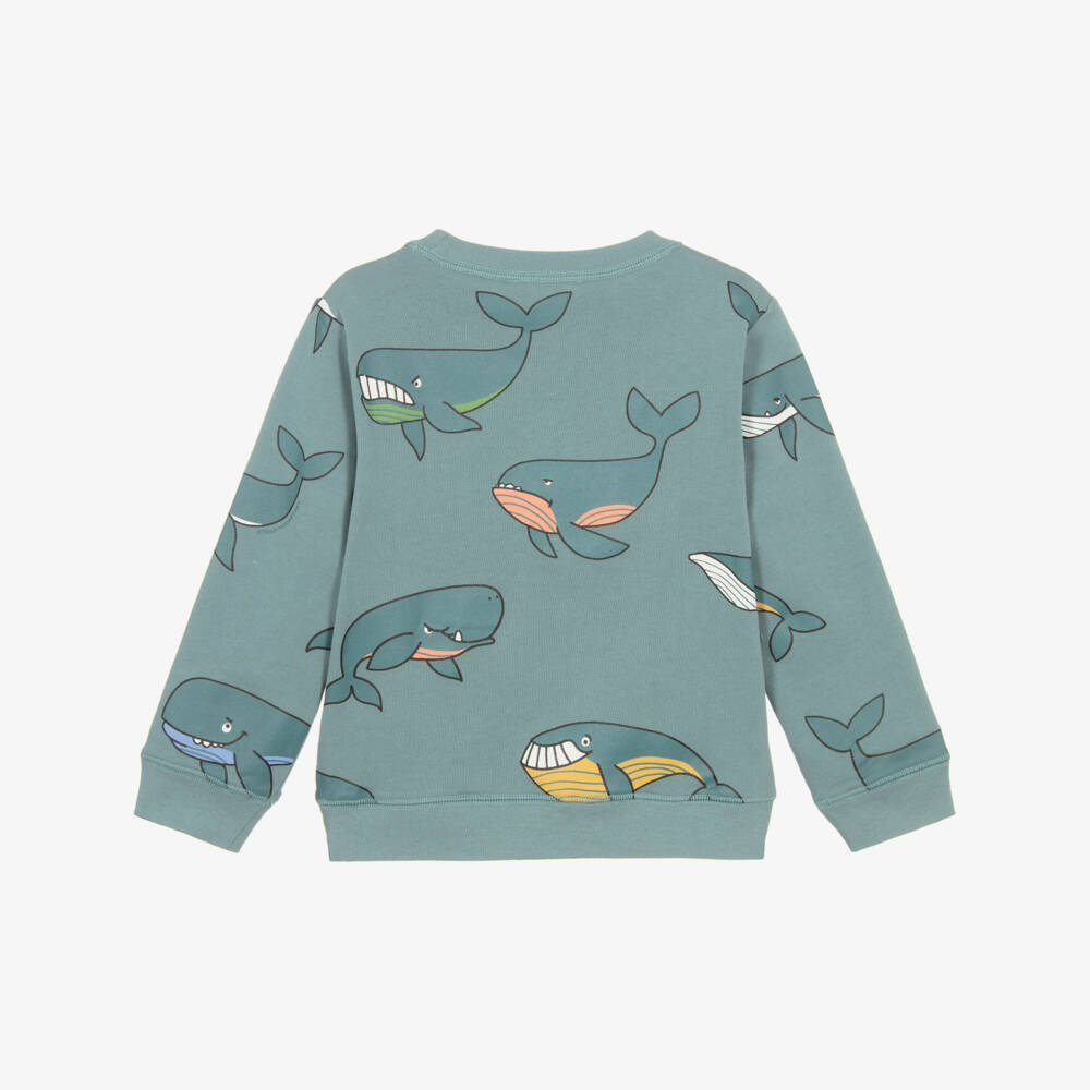 Stella McCartney Kids-Boys Blue Whale Print Cotton Jersey Sweatshirt | Childrensalon Outlet