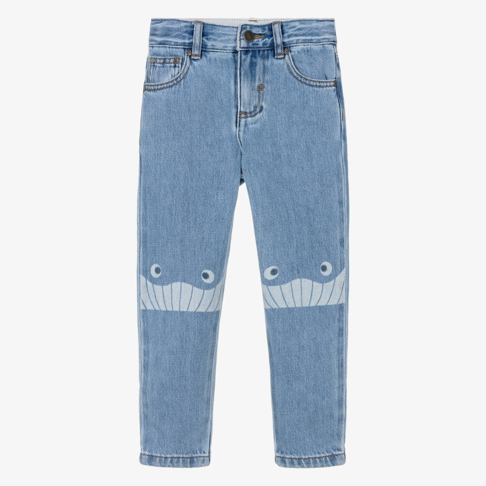 Stella McCartney Kids-Boys Blue Whale Print Denim Jeans | Childrensalon Outlet