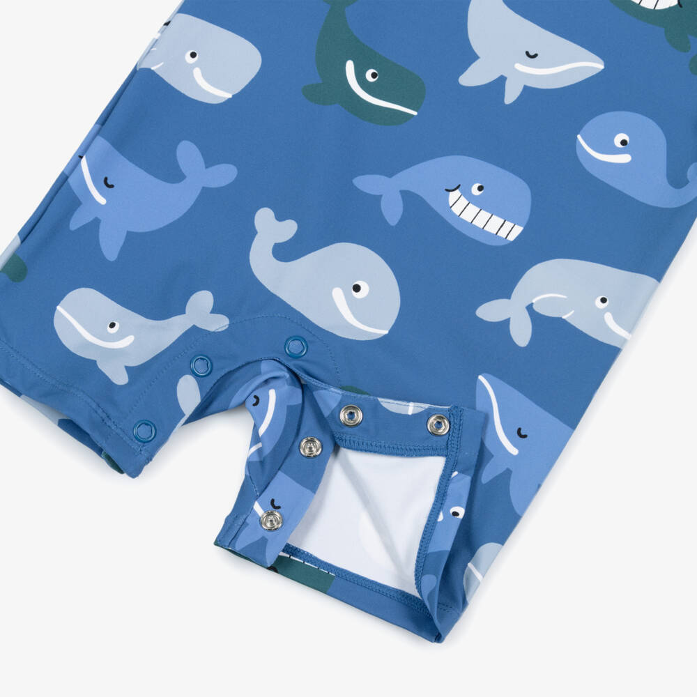 Stella McCartney Kids-Boys Blue Whale Print Sun Suit | Childrensalon Outlet