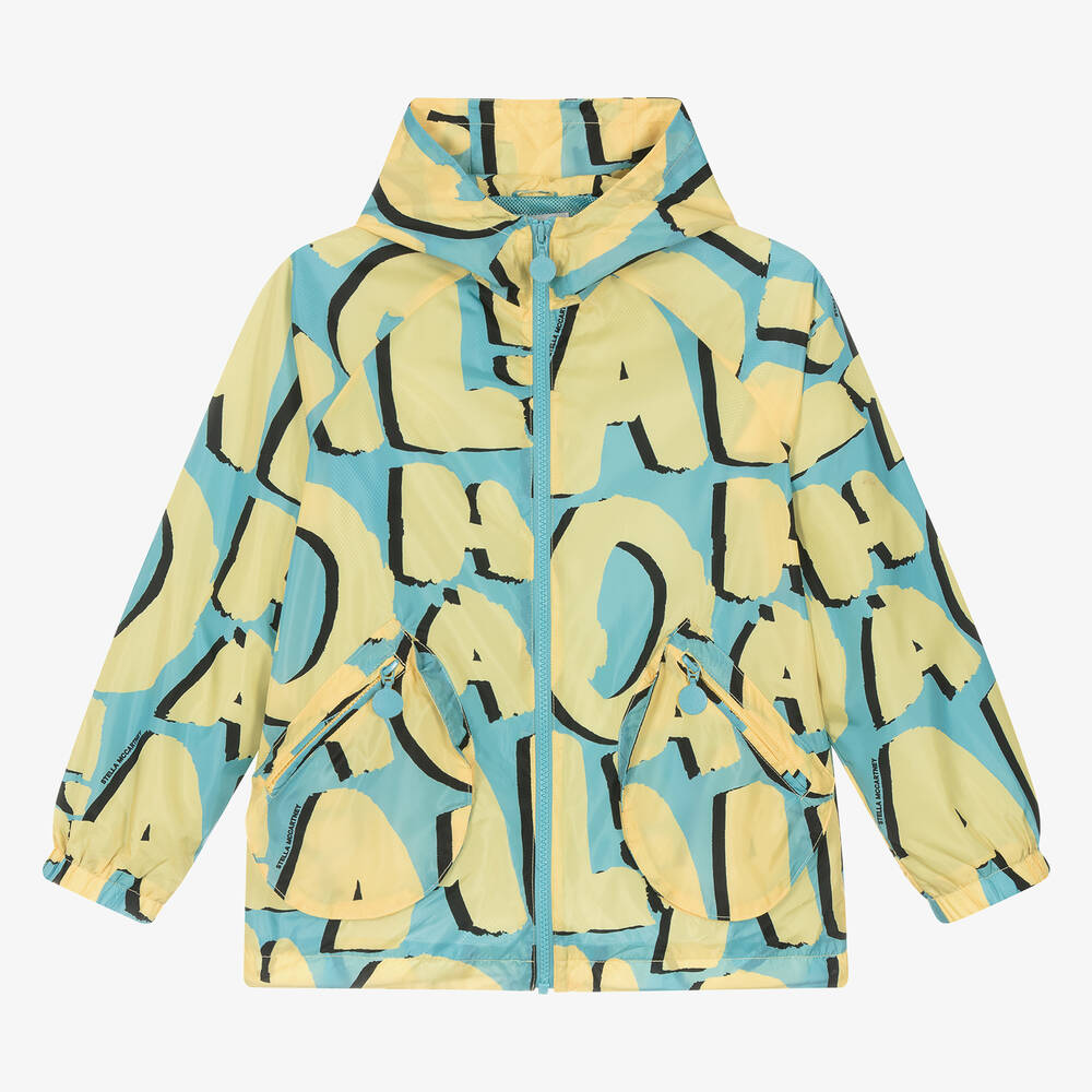Stella McCartney Kids-Boys Blue & Yellow Hooded Windbreaker Jacket | Childrensalon Outlet