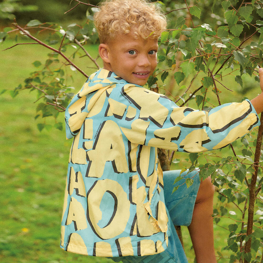 Stella McCartney Kids-Boys Blue & Yellow Hooded Windbreaker Jacket | Childrensalon Outlet