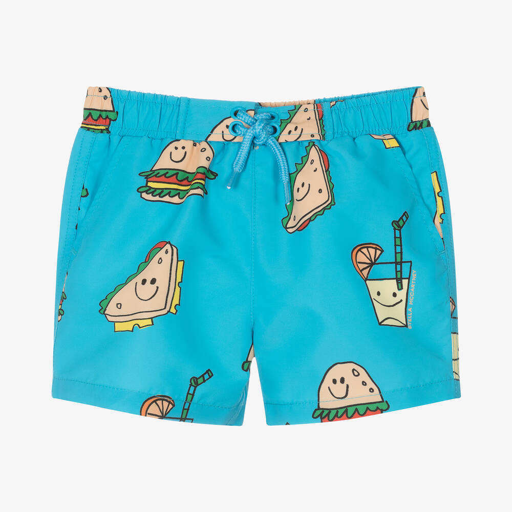 Stella McCartney Kids Boys Bright Blue Graphic Swim Shorts Childrensalon Outlet