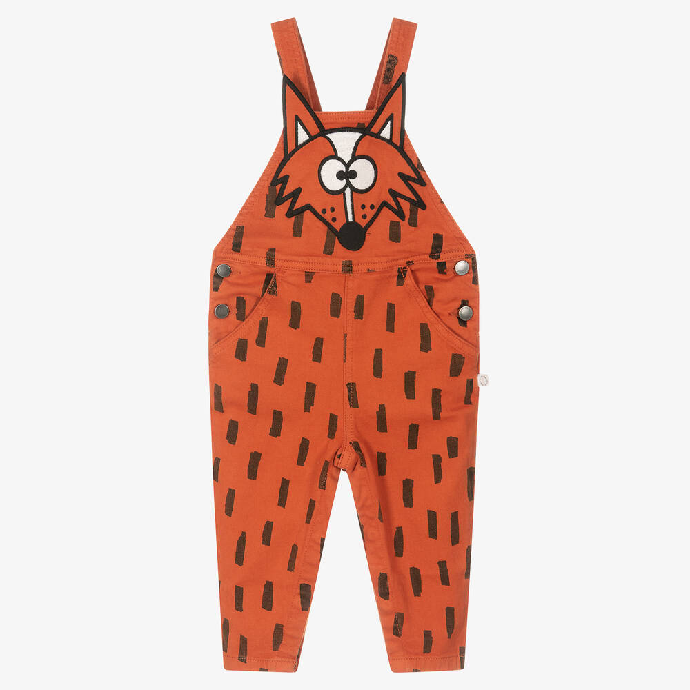 Stella McCartney Kids - Boys Brown Denim Fox Dungarees | Childrensalon