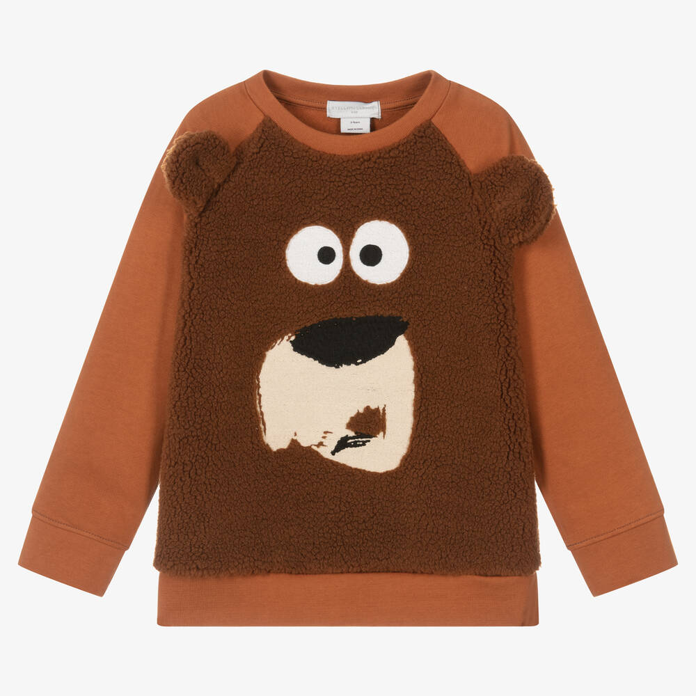 Stella McCartney Kids - Boys Brown Organic Cotton Bear Sweatshirt | Childrensalon