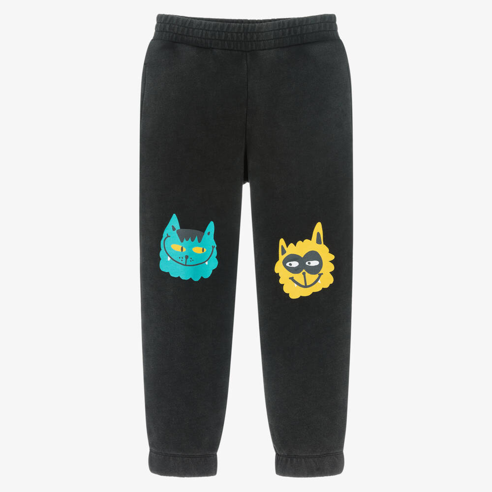 Stella McCartney Kids-Спортивные брюки с рисунком кота для мальчиков в угольном цвете | Childrensalon Outlet