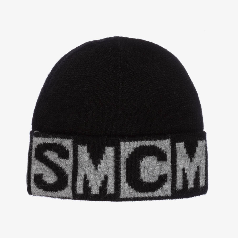 Stella McCartney Kids-Boys Charcoal Logo Knit Beanie | Childrensalon Outlet