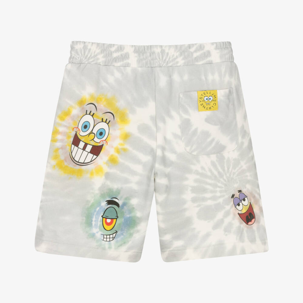 Stella McCartney Kids-Boys Charcoal SpongeBob Tie-Dye Shorts | Childrensalon Outlet
