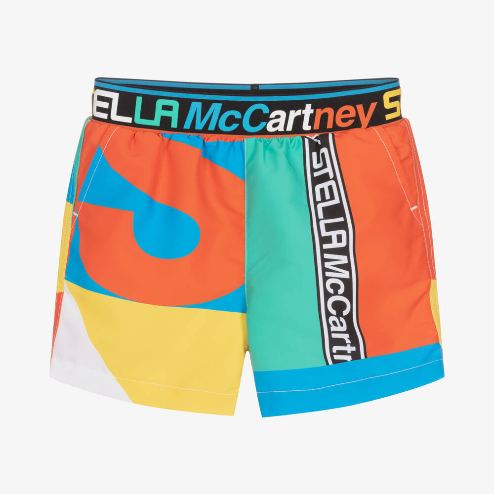 Stella McCartney Kids - Разноцветные плавки-шорты с логотипом для мальчиков | Childrensalon