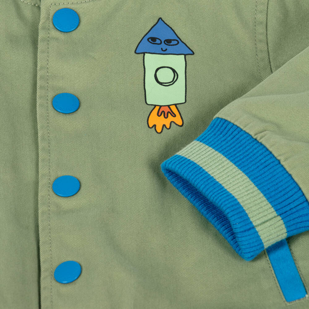 Stella McCartney Kids-جاكيت بومبر قطن لون أخضر للأولاد | Childrensalon Outlet