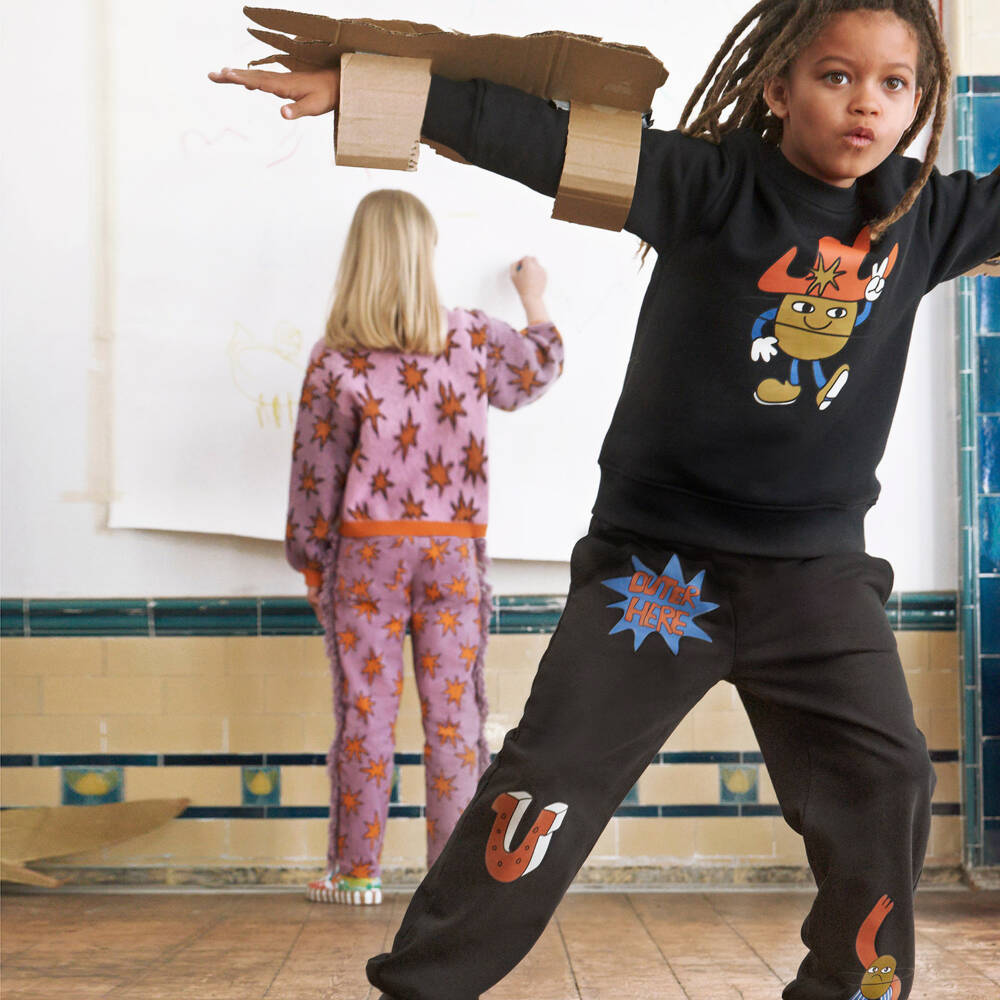 Stella McCartney Kids-Boys Cosmic Print Black Joggers | Childrensalon Outlet